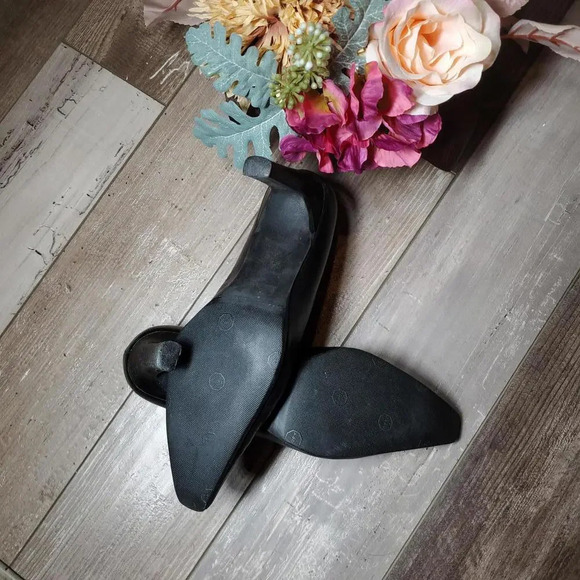 Connie Black Leather Pointy High Heel Classic Pumps US Sz 7M 3" Heel - Picture 3 of 11